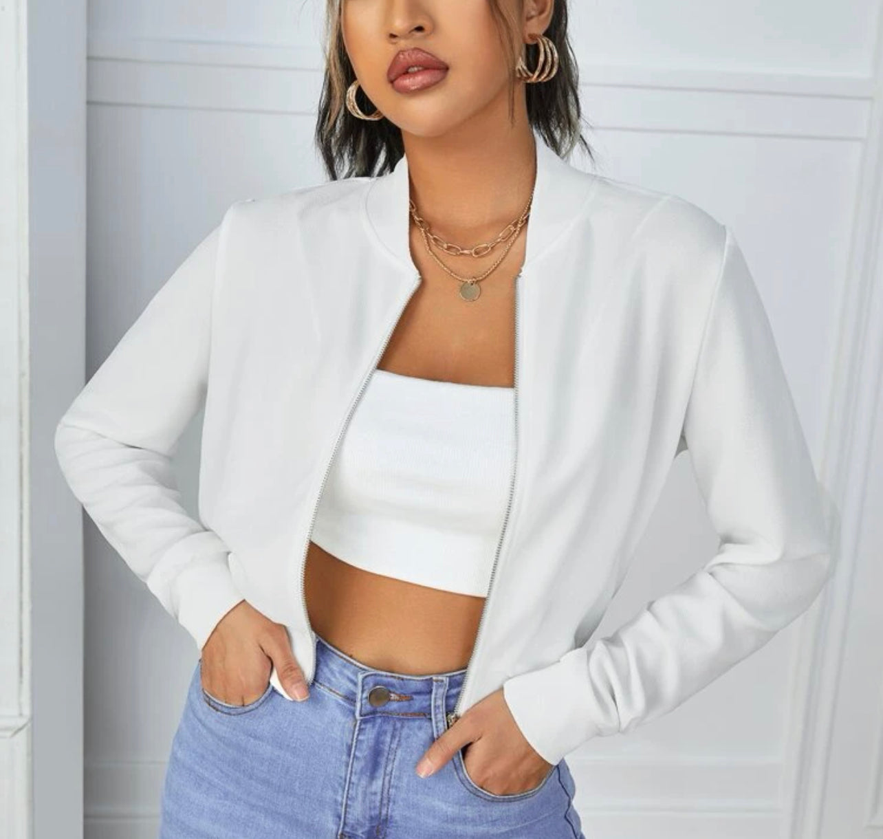 White Bomber Jacket