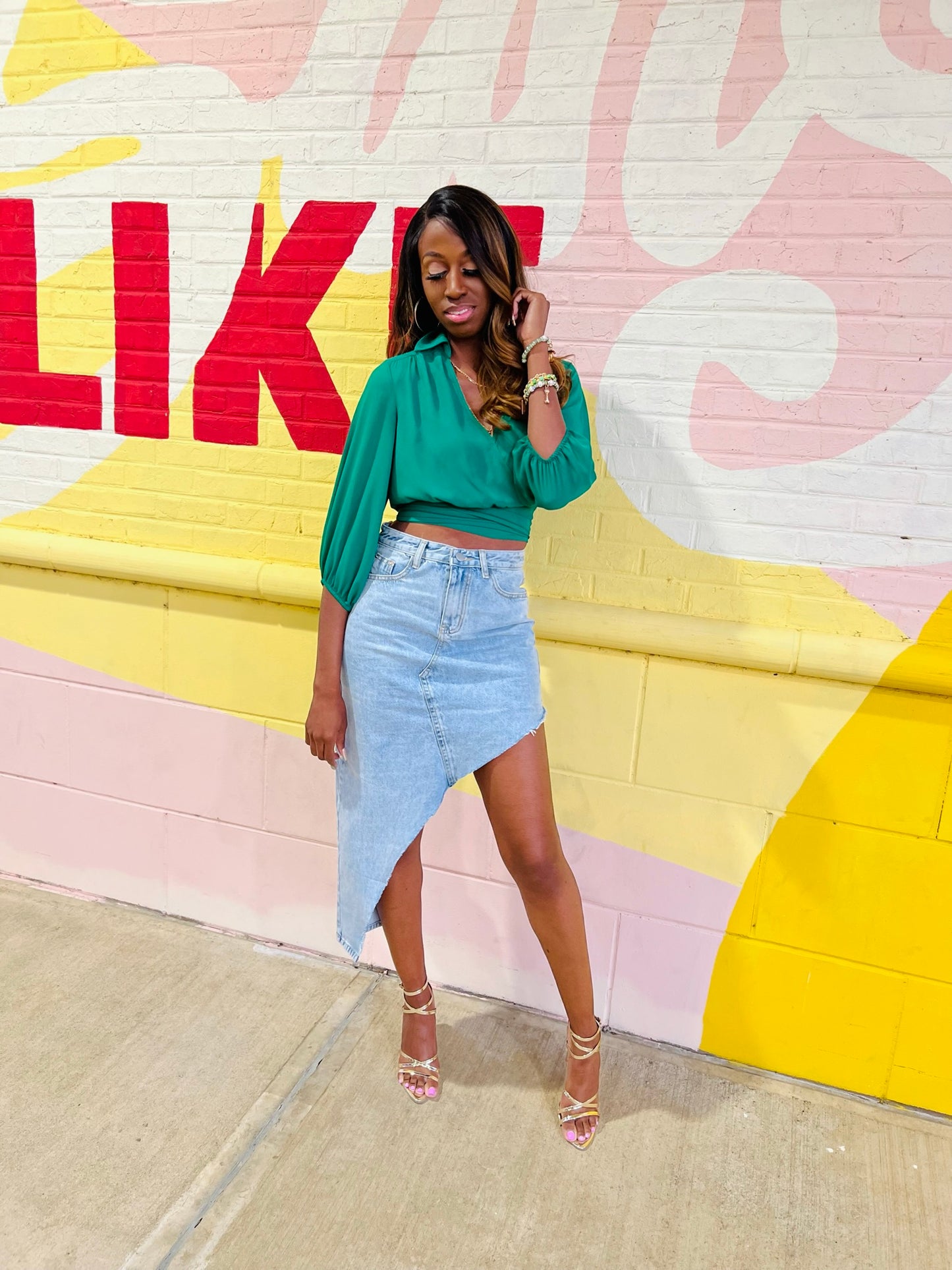 Asymmetric Jean Skirt